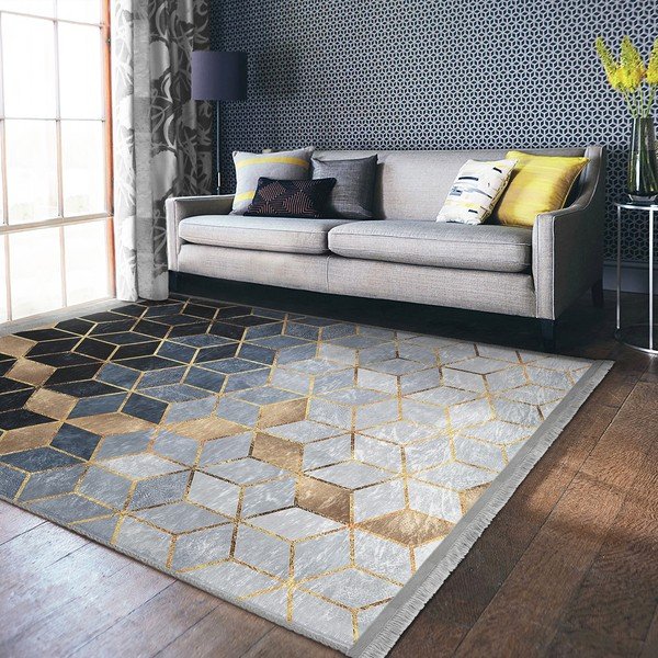 Tappeto blu-grigio 80x200 cm Optic - Mila Home-image-4