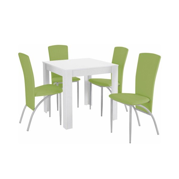 Tavolo da pranzo Lori Nevada Duro bianco verde e set di 4 sedie da pranzo verdi - Støraa
