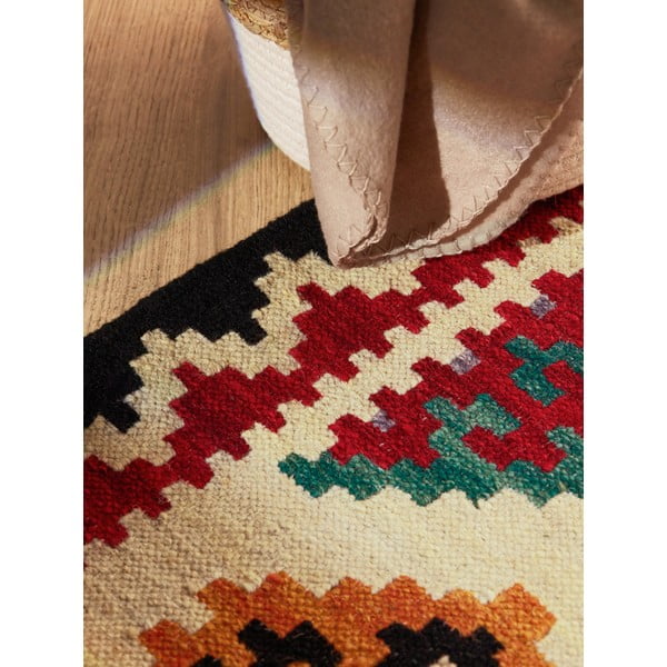 Passatoia rossa in lana reversibile/tessuta a mano 60x190 cm Kamal Kian – Nouristan-image-3