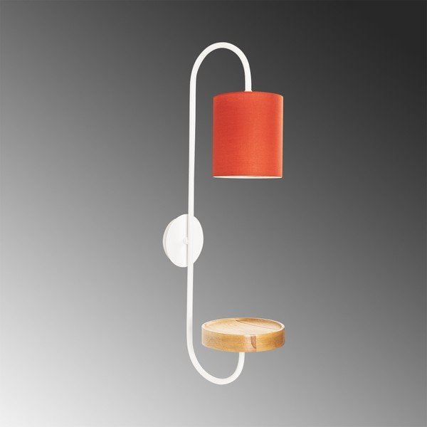 Lampada da parete in metallo bianco con paralume rosso Opviq luci Marylena - Opviq lights-image-1