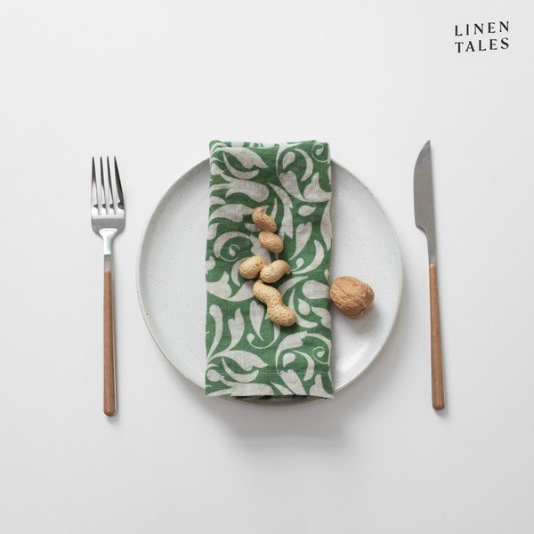 Tovagliolo in lino 40x40 cm Evergreen Damask – Linen Tales