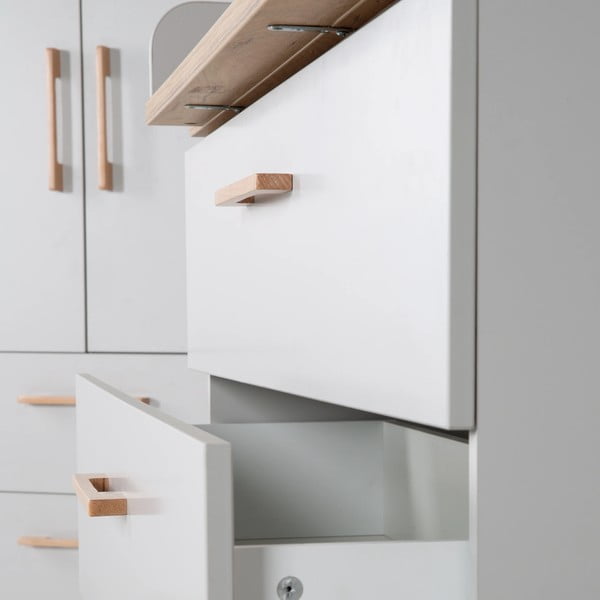 Cassettiera bassa grigio chiaro in rovere con fasciatoio 117x104 cm Caro - Roba-image-1