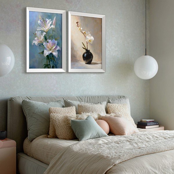 Dipinto stampato con cornice inclusa 56x75 cm Lilies – Styler-image-1