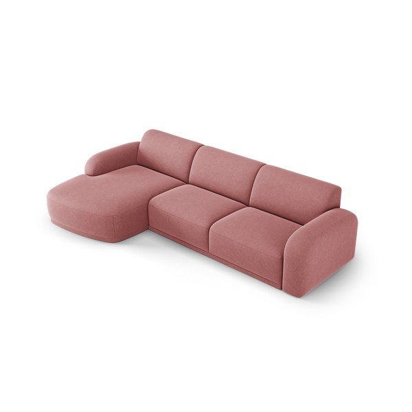 Divano con penisola in velluto rosa chiaro Erin - Micadoni Home-image-4