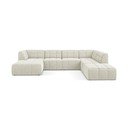 Divano angolare beige (a U) con rivestimento in bouclé Aloha – Makamii
