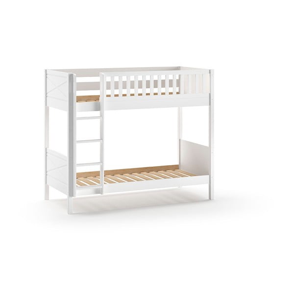 Letto a castello in pino bianco con spazio contenitivo 90x200 cm SCOTT - Vipack-image-2