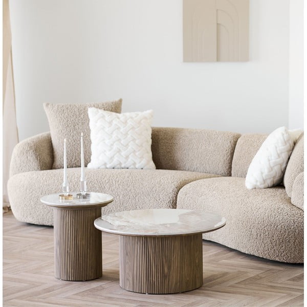 Tavolino rotondo con piano effetto marmo ø 45 cm Athens – House Nordic-image-1