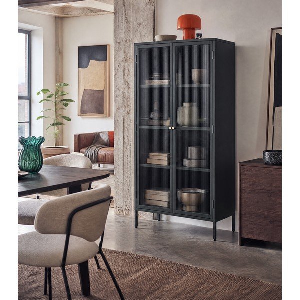 Vetrina in metallo verde scuro 90x190 cm Bronco - Unique Furniture-image-1