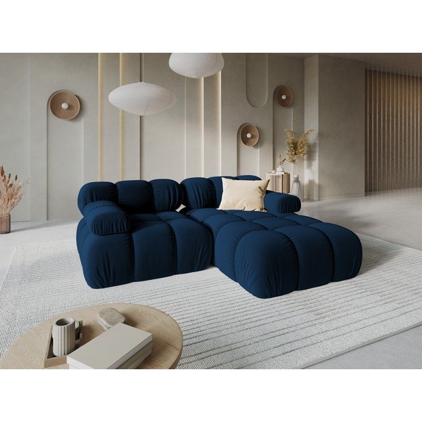 Divano angolare in velluto blu (angolo destro) Bellis - Micadoni Home-image-1