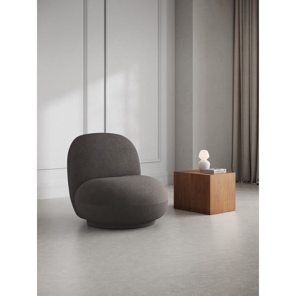 Poltrona grigia in tessuto bouclé Chuck - Micadoni Home-image-1