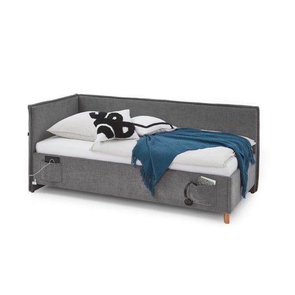 Letto da bambini con sponde grigio imbottito rete non inclusa 120x200 cm Fun – Meise Möbel-image-3