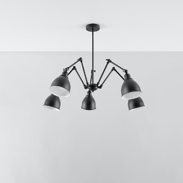 Lampada a sospensione nera con paralume in metallo 70x70 cm Matilda Shade - Sollux-image-2