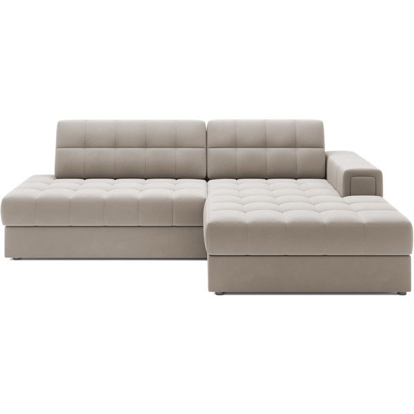 Divano angolare beige allungabile (con penisola a destra/con chaise lounge) con rivestimento in velluto Blezalt – ELTAP