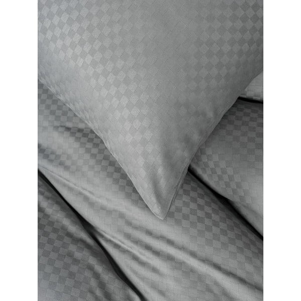Set copripiumino e federa grigio in cotone renforcé per letto singolo 140x200 cm Checkered – Mila Home Luxury-image-3