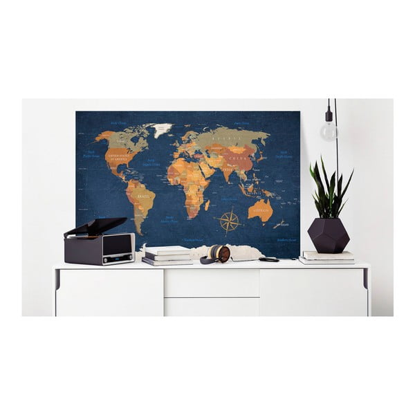 Bimago Mappamondo da parete , 90 x 60 cm Ink Oceans - Artgeist-image-1
