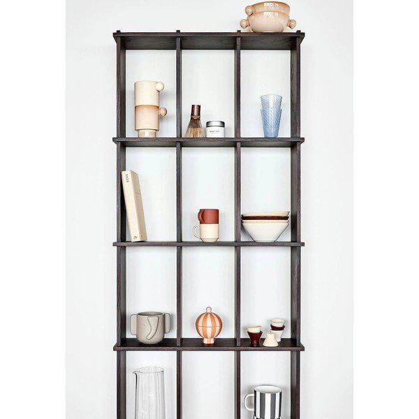 Mensola colore naturale scuro in frassino massiccio con ripiani multipli 58 cm Grid – OYOY Living Design-image-1