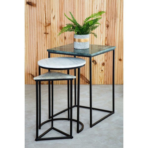Set di tavolini su marmuriniu stalviršiu 3 pz 40x40 cm Mandoli – Premier Housewares-image-1