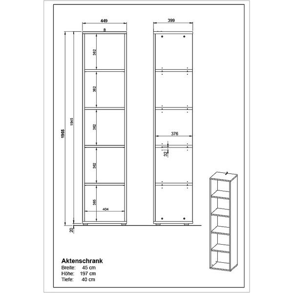 Scaffale color crema opaco 45x197x40 cm Lissabon – Germania-image-3