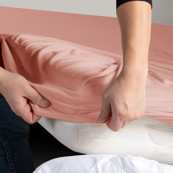 Lenzuolo con angoli color pesca in jersey 240x220 cm Amber – Restilo-image-1