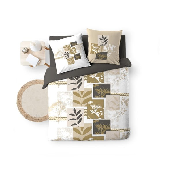 Set copripiumino e federa bianco/marrone in cotone per letto matrimoniale ed esteso 240x220 cm Utopia – douceur d'intérieur-image-4