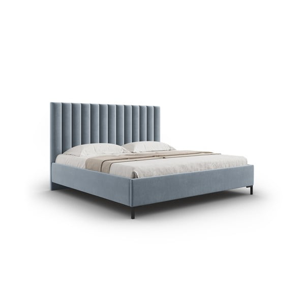 Letto matrimoniale imbottito azzurro con contenitore con griglia 180x200 cm Casey - Mazzini Beds