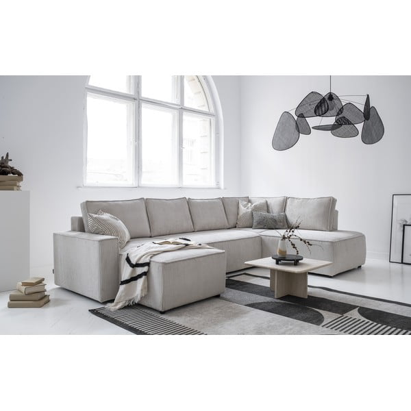 Divano letto angolare in velluto a coste bianco Brave Dave - Miuform-image-2