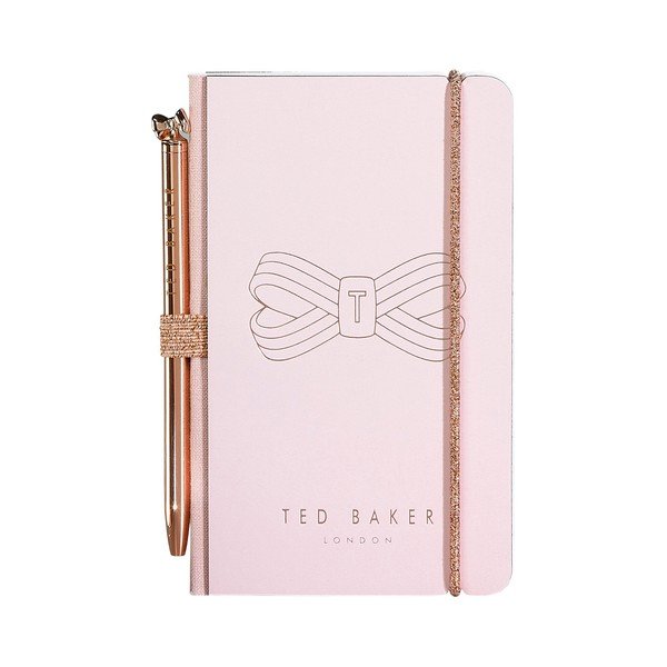 Růžový zápisník s propiskou Ted Baker Bow