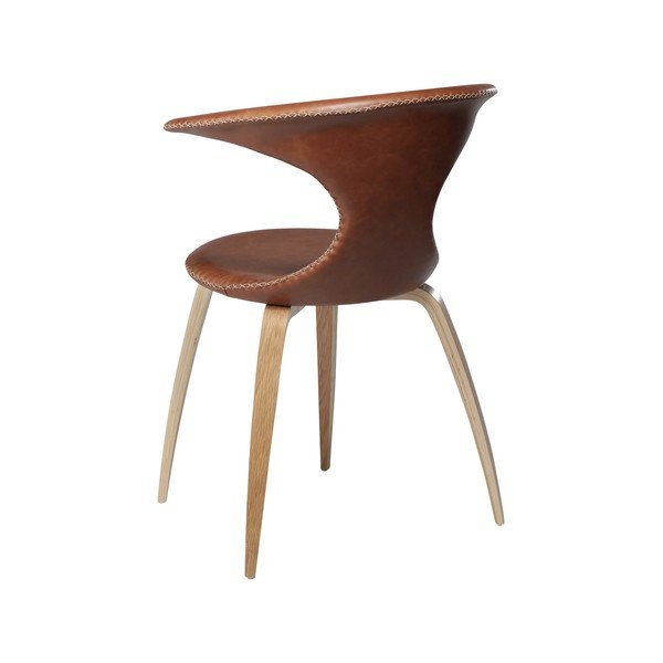 Sedia da pranzo in pelle marrone con poggiapiedi naturale DAN-FORM Danimarca Flair - DAN-FORM Denmark-image-2