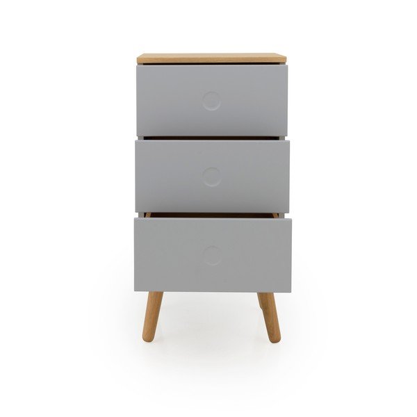 Cassettiera grigia con gambe in rovere con 3 cassetti, larghezza 40 cm Dot - Tenzo-image-3