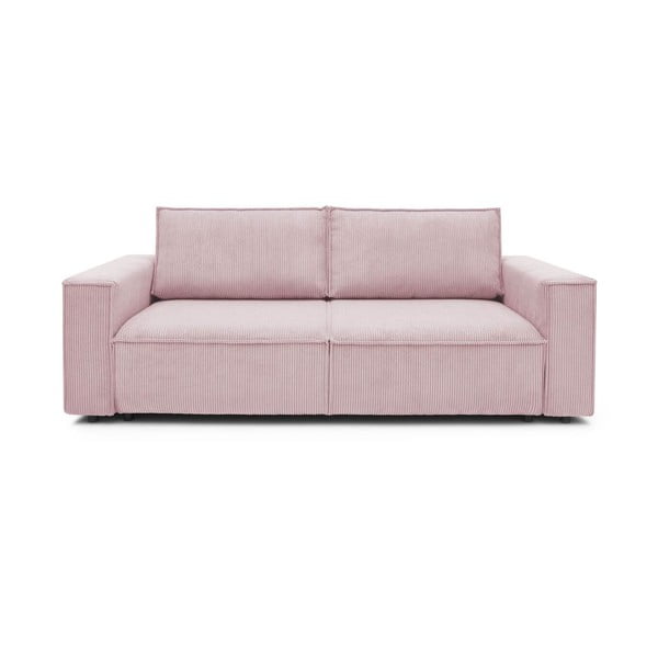 Divano letto in velluto a coste rosa chiaro 245 cm Nihad - Bobochic Paris