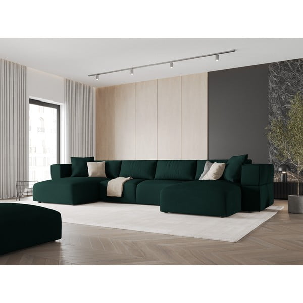 Divano a U angolare verde Esther - Milo Casa-image-1