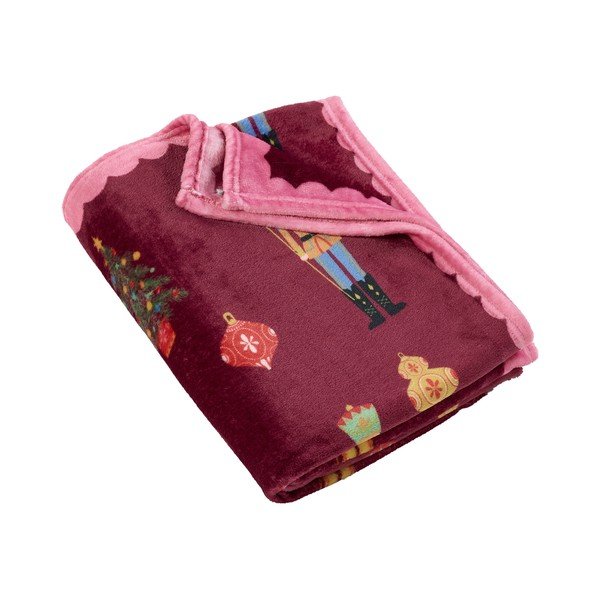 Coperta burgundy/rosa a tema natalizio 170x130 cm Christmas Nutcracker – Catherine Lansfield