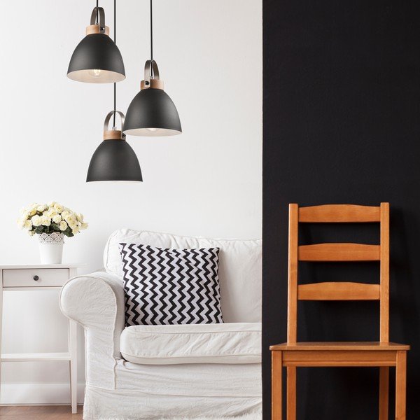 Lampadario nero con paralume in metallo ø 37 cm Danielle – LAMKUR-image-1