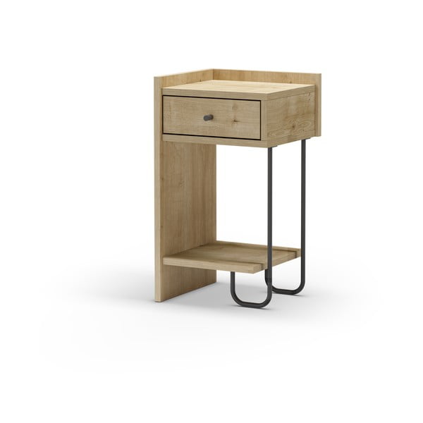 Comodino in rovere con ripiani in colore naturale Mercure - Marckeric-image-3