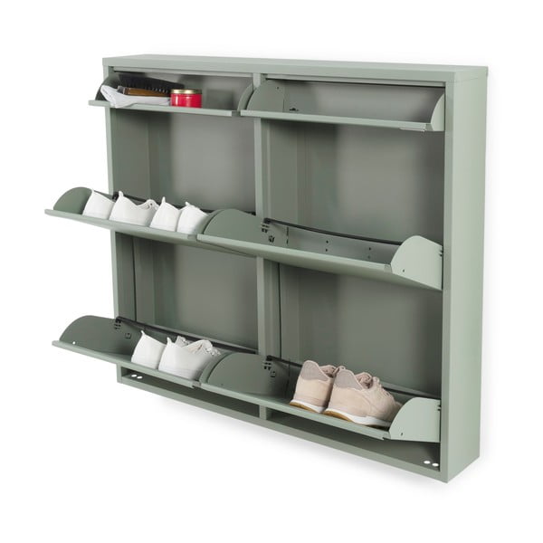 Scarpiera verde polveroso in metallo con ante ribaltabili 98x86x15 cm Billy – Spinder Design-image-2