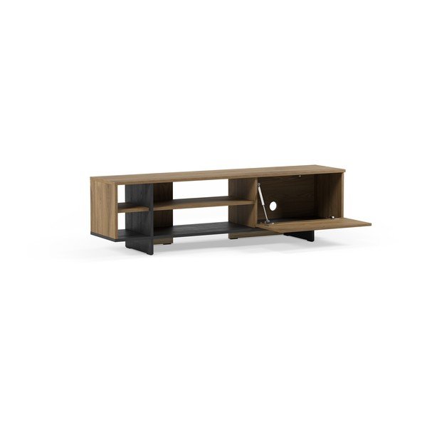 Mobile TV nero/di colore naturale con effetto rovere 160x44x36 cm Cequoia – Marckeric-image-3