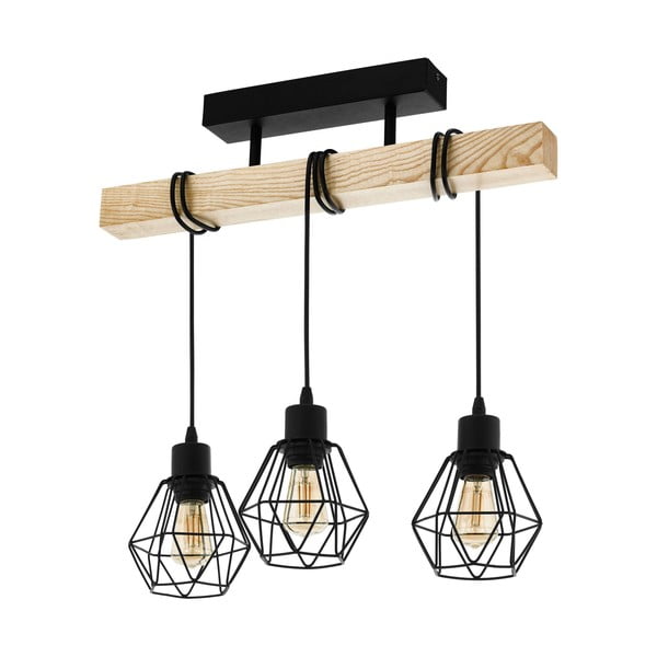 Lampadario nero/di colore naturale TOWNSHEND 5 – EGLO