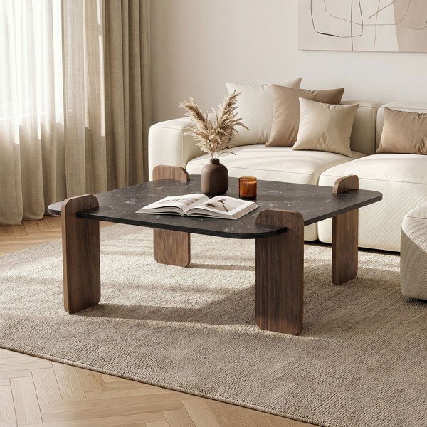Tavolino da salotto nero 90x90 cm Marais – Nordure-image-1