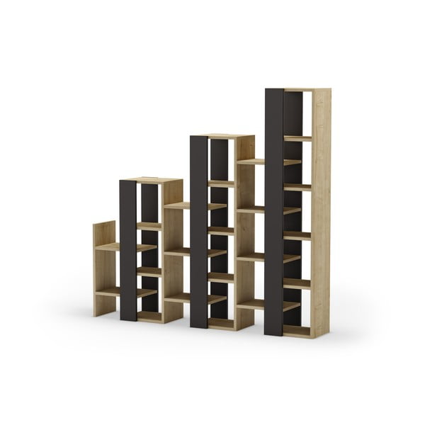 Scaffale in rovere decorato in nero e naturale 158x151 cm Anissa - Marckeric-image-3