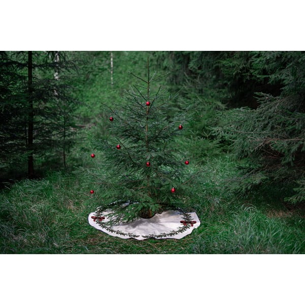 Tappeto rotondo sotto l'albero lavabile in crema con motivo natalizio ø 130 cm - Butter Kings-image-2