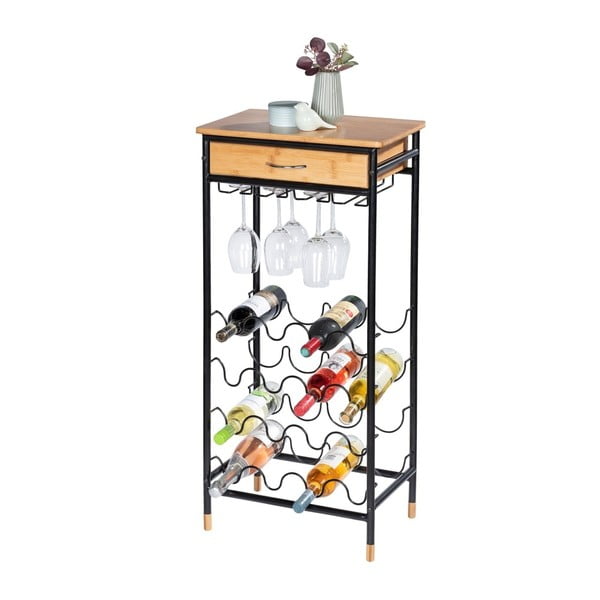 Portabottiglie nero-colore naturale in metallo per 16 bottiglie, 48x95 cm Loft – Wenko-image-1