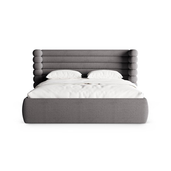 Letto matrimoniale imbottito grigio scuro con contenitore con rete inclusa 160x200 cm Mount – Micadoni -image-4