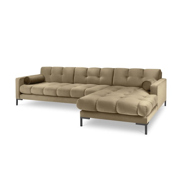Divano angolare in velluto beige, angolo destro Bali - Cosmopolitan Design-image-2