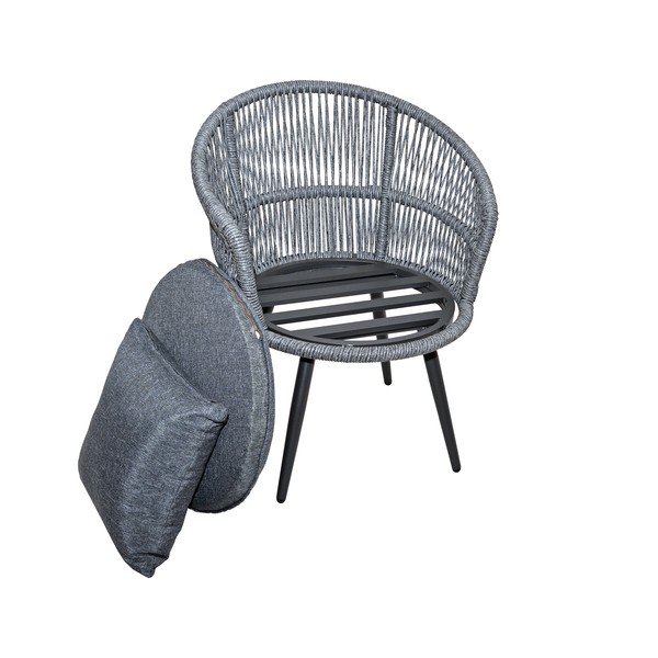 Set da pranzo da giardino in rattan grigio per 6 persone Concord - Rojaplast-image-1