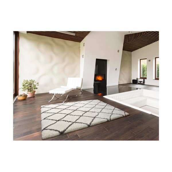 Tappeto bianco e grigio Samira White, 200 x 290 cm - Universal-image-1