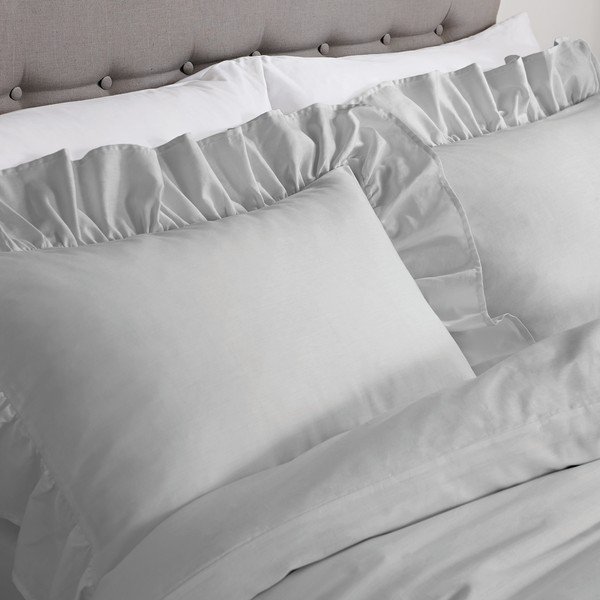 Biancheria da letto in cotone grigio Frill, 200 x 200 cm - Bianca-image-2