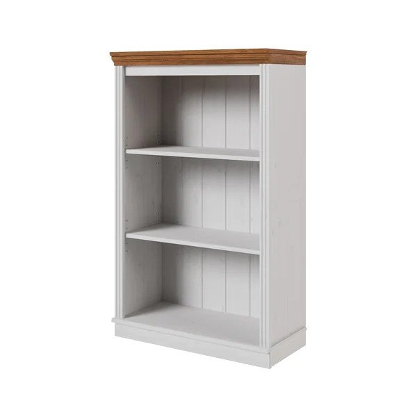 Libreria bianca/color ambra in pino massiccio 74x118x35 cm Anita – Støraa-image-2