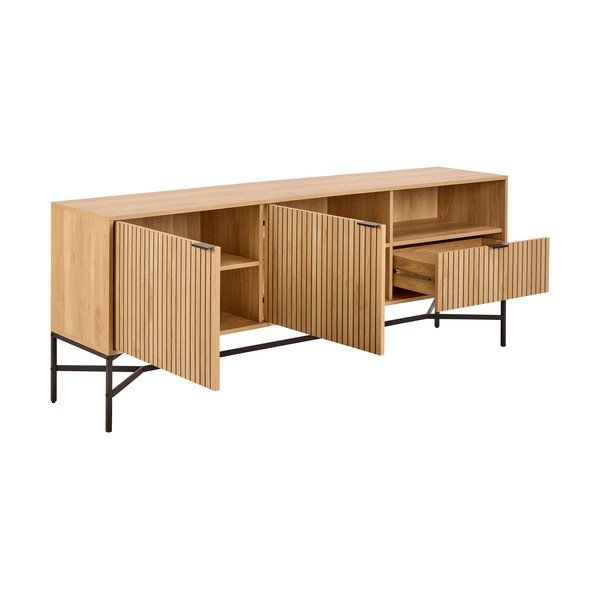 Cassettiera in colore naturale con effetto rovere 180x70x40 cm Jaipur - Actona-image-2