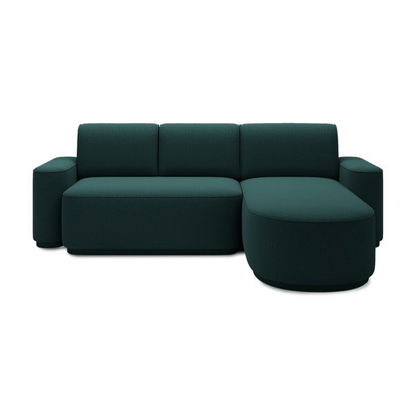 Divano angolare verde allungabile/con contenitore (con penisola a destra/con chaise lounge) e rivestimento in ciniglia Aurumm – ELTAP