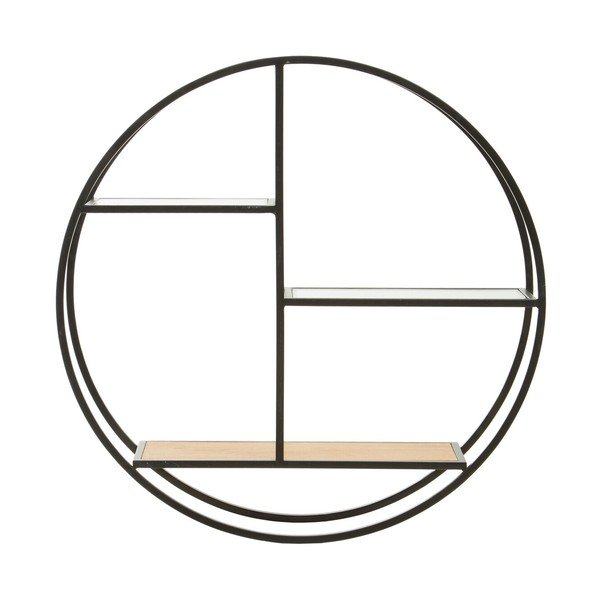 Mensola nera/di colore naturale in metallo con ripiani multipli 61 cm Mataram – Premier Housewares-image-1